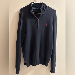 POLO BY RALPH LAUREN NAVY MENS QUARTER ZIP SMALL